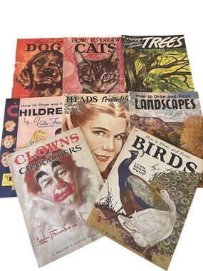 Vintage Walter T Foster How to Draw Books Lot of 8 - Cats Dogs Children Birds